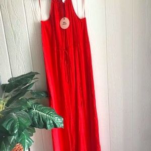 AFTER MARKET CORAL MAXI HALTER DRESS SZ. S